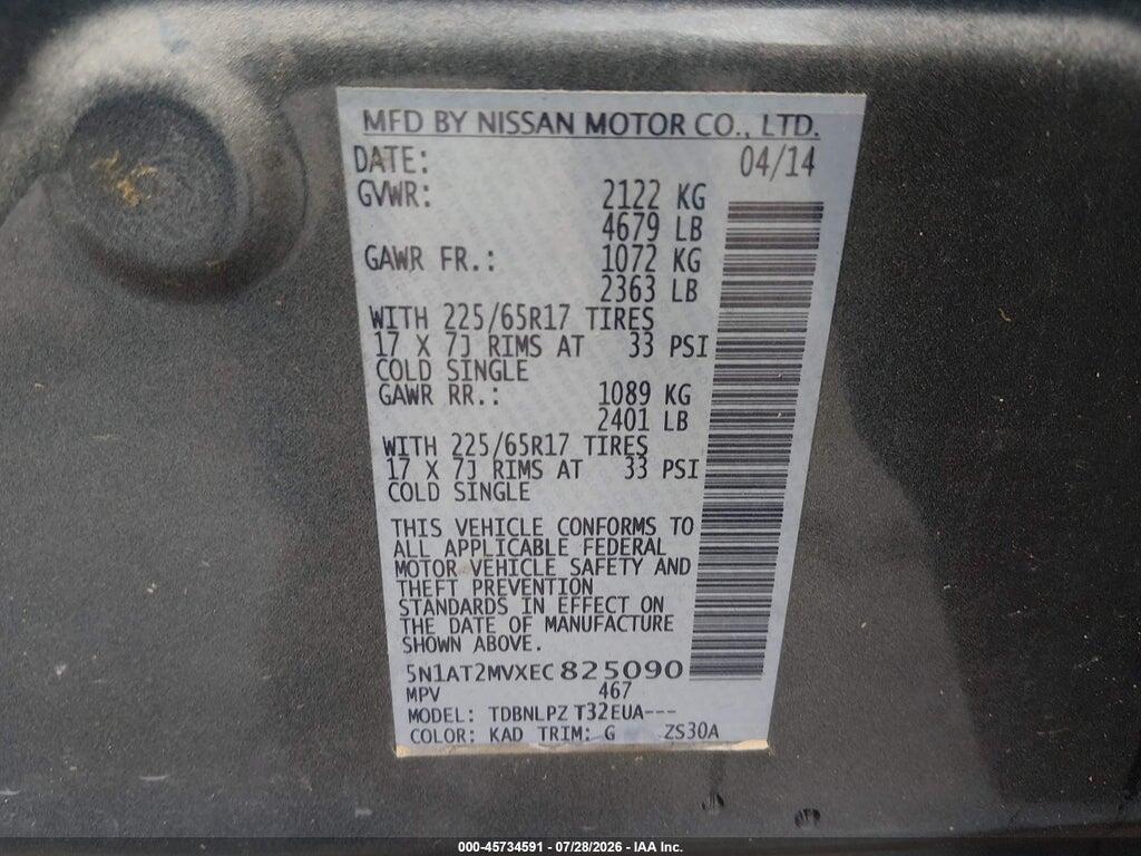 5N1AT2MVXEC825090 2014 NISSAN ROGUE photo no. 9
