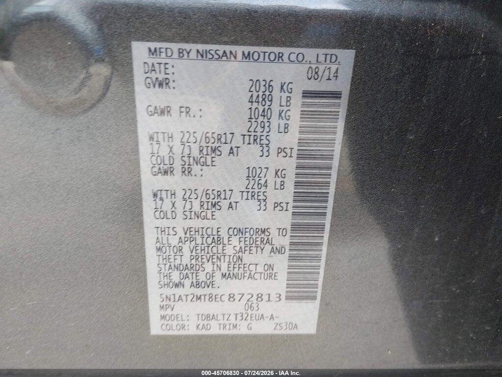 5N1AT2MT8EC872813 2014 NISSAN ROGUE photo no. 9