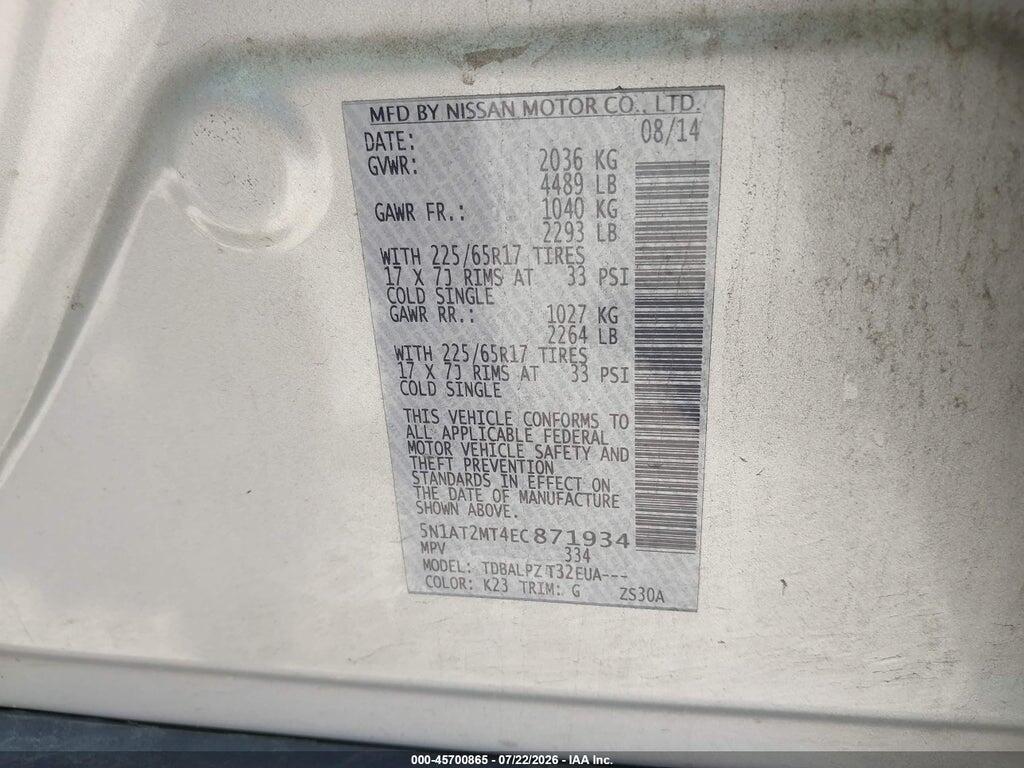 5N1AT2MT4EC871934 2014 NISSAN ROGUE photo no. 9