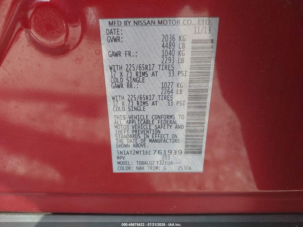 5N1AT2MT1EC761939 2014 NISSAN ROGUE photo no. 9