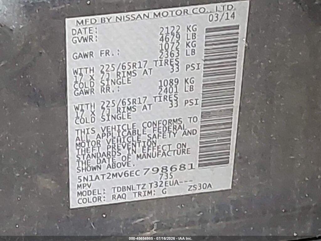 5N1AT2MV6EC798681 2014 NISSAN ROGUE photo no. 9