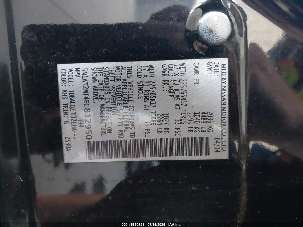 5N1AT2MT4EC812950 2014 NISSAN ROGUE photo no. 9