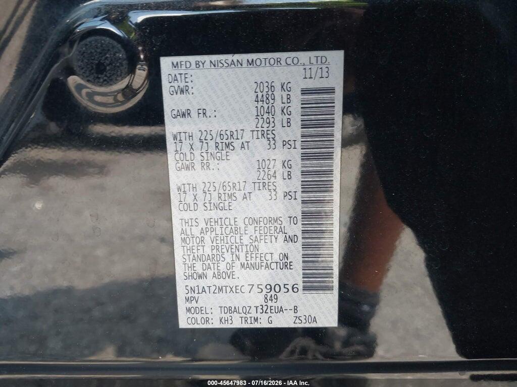 5N1AT2MTXEC759056 2014 NISSAN ROGUE photo no. 9