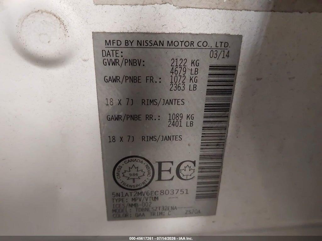 5N1AT2MV6EC803751 2014 NISSAN ROGUE photo no. 9