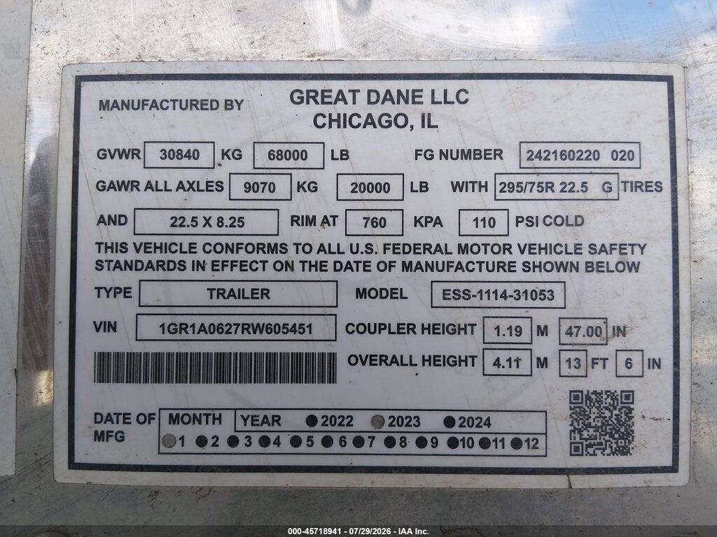 1GR1A0627RW605451 2024 GREAT DANE TRAILERS UNKNOWN photo no. 9