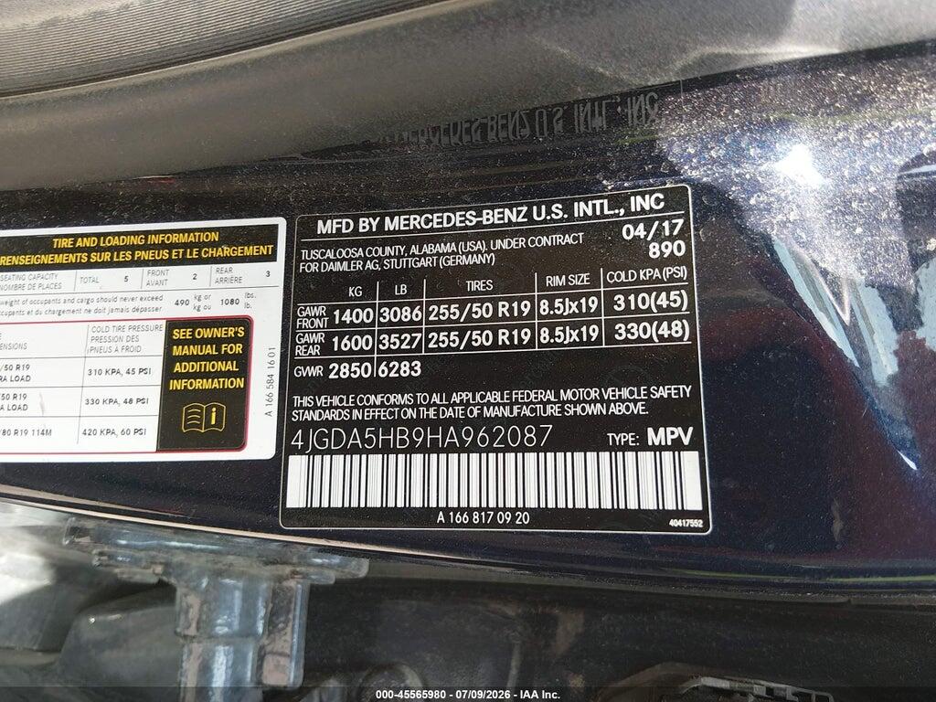 4JGDA5HB9HA962087 2017 MERCEDES-BENZ GLE 350 photo no. 9