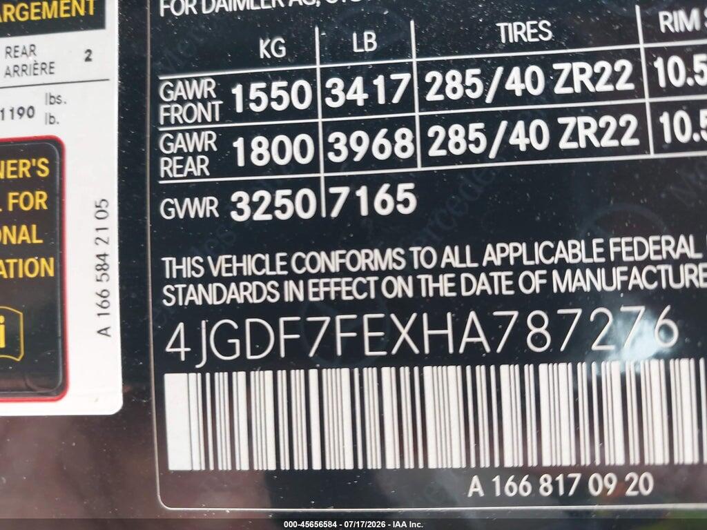 4JGDF7FEXHA787276 2017 MERCEDES-BENZ AMG GLS 63 photo no. 9