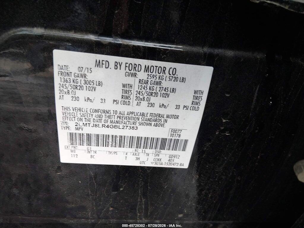 2LMTJ8LR4GBL27383 2016 LINCOLN MKX photo no. 9