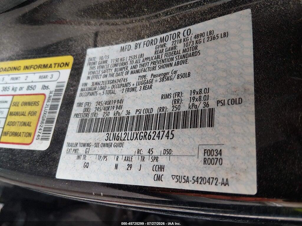 3LN6L2LUXGR624745 2016 LINCOLN MKZ HYBRID photo no. 9