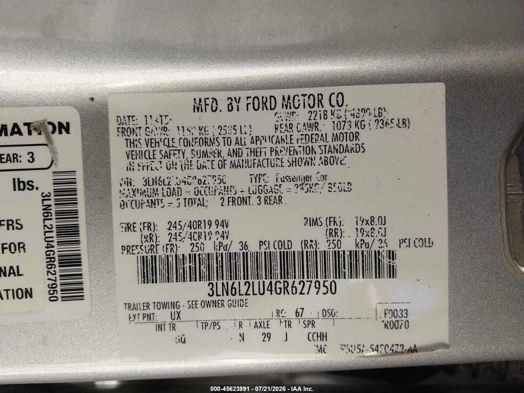 3LN6L2LU4GR627950 2016 LINCOLN MKZ HYBRID photo no. 9