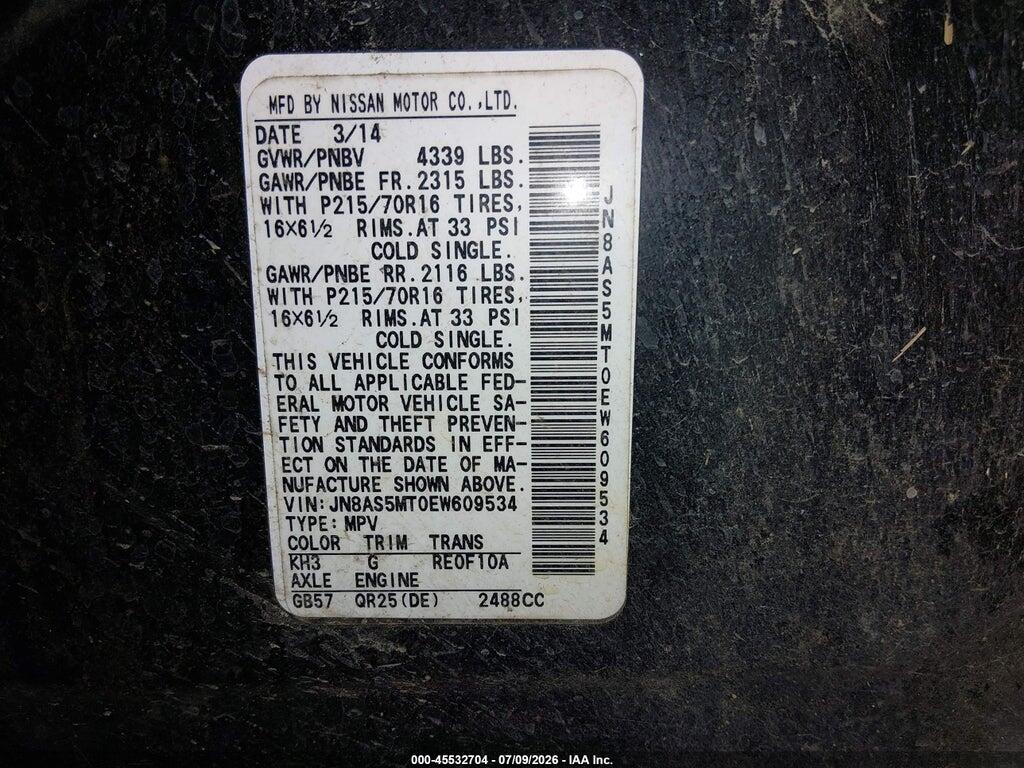 JN8AS5MT0EW609534 2014 NISSAN ROGUE SELECT photo no. 9
