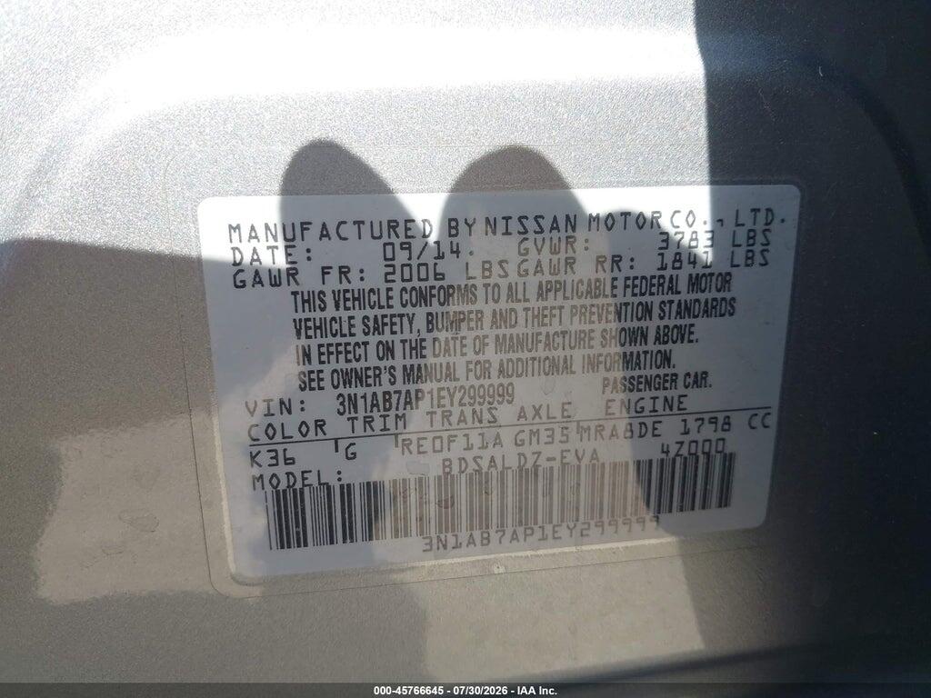 3N1AB7AP1EY299999 2014 NISSAN SENTRA photo no. 9