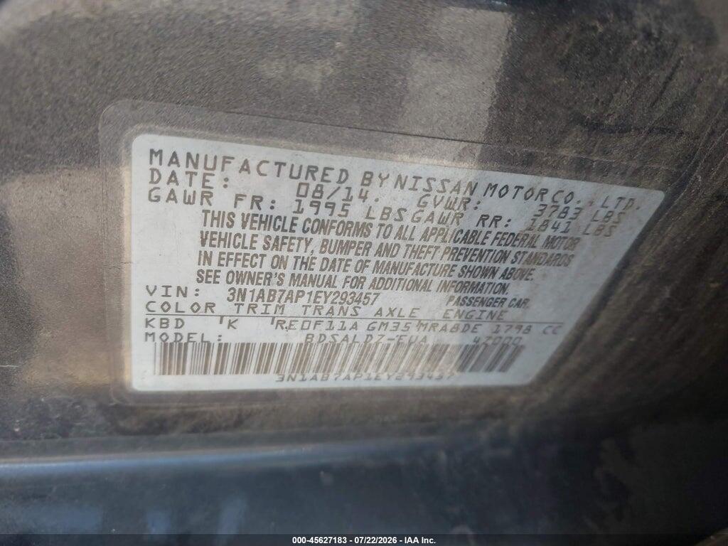 3N1AB7AP1EY293457 2014 NISSAN SENTRA photo no. 9