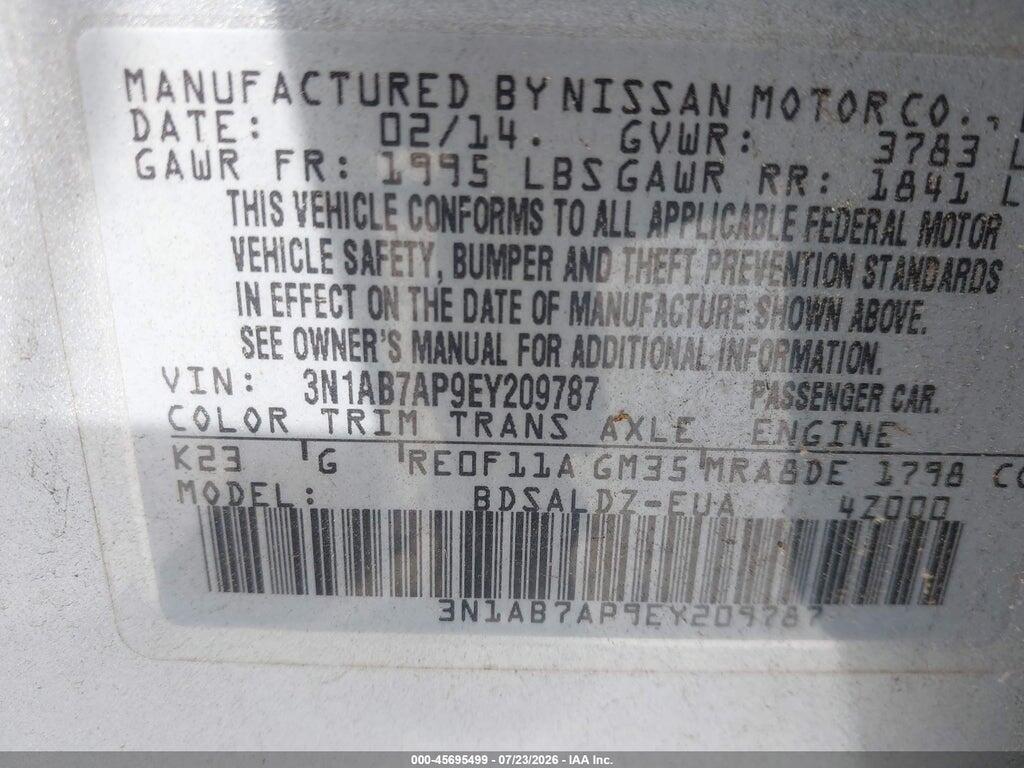 3N1AB7AP9EY209787 2014 NISSAN SENTRA photo no. 9