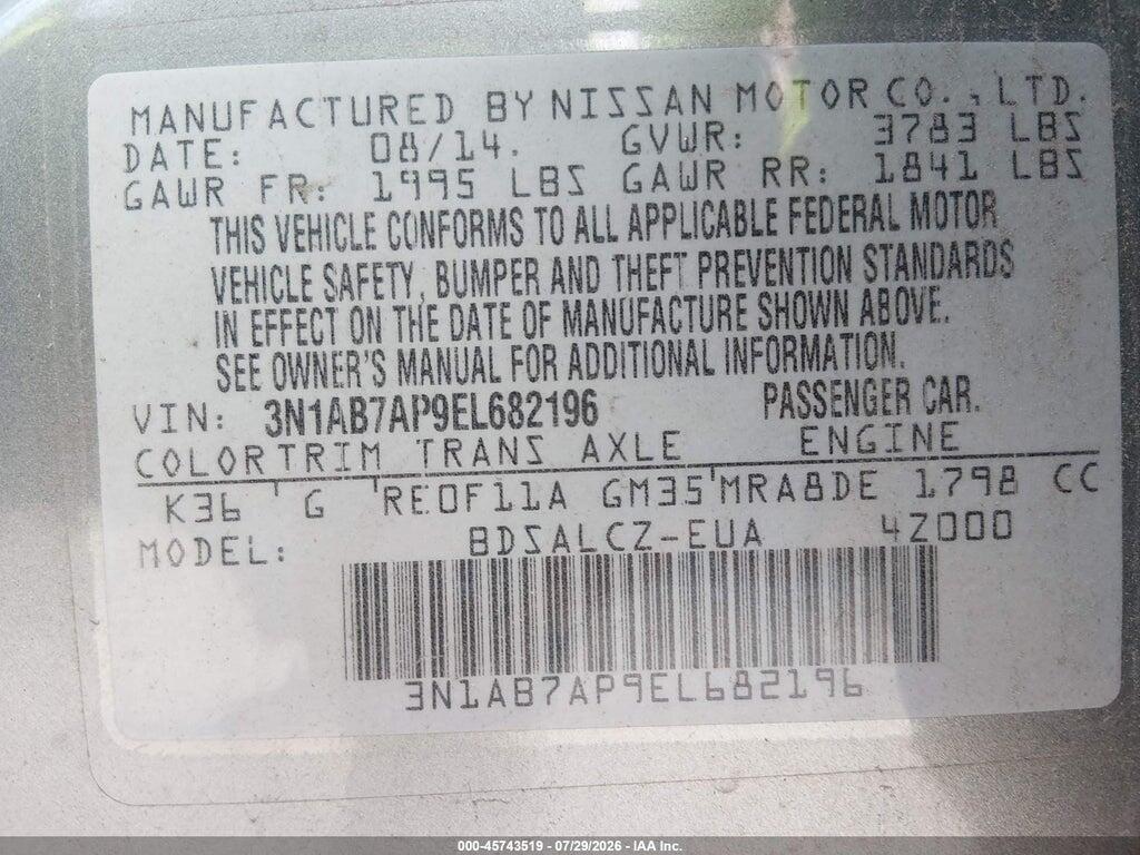 3N1AB7AP9EL682196 2014 NISSAN SENTRA photo no. 9