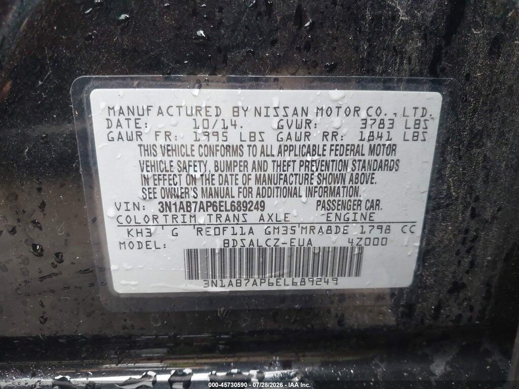 3N1AB7AP6EL689249 2014 NISSAN SENTRA photo no. 9