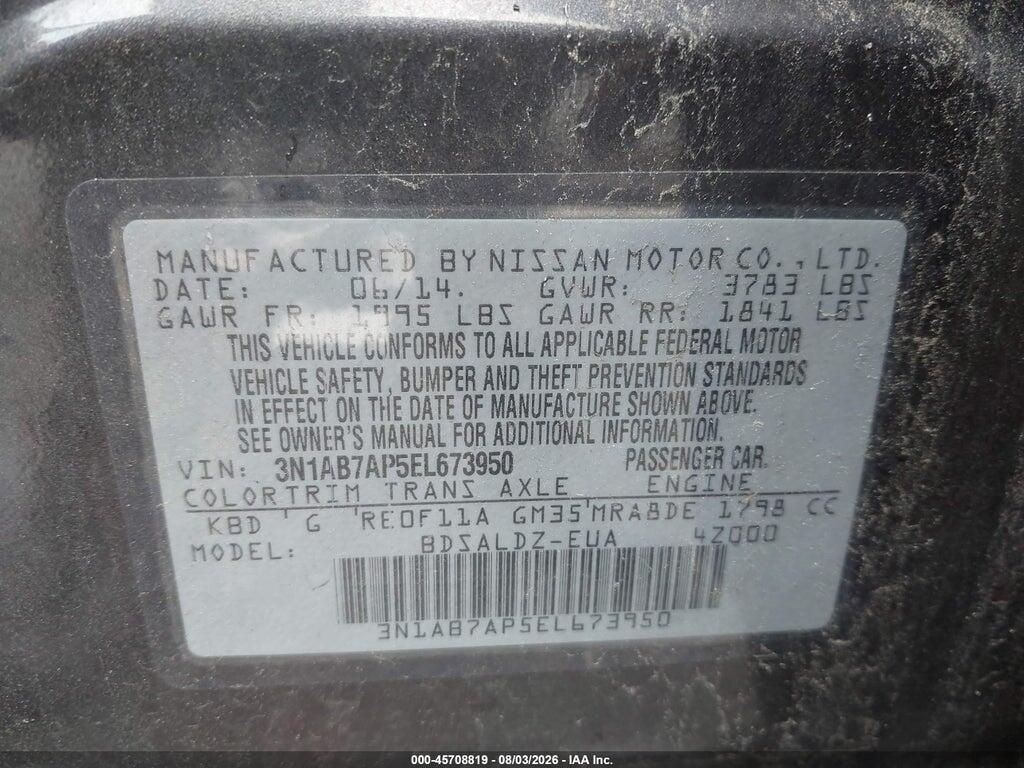 3N1AB7AP5EL673950 2014 NISSAN SENTRA photo no. 9