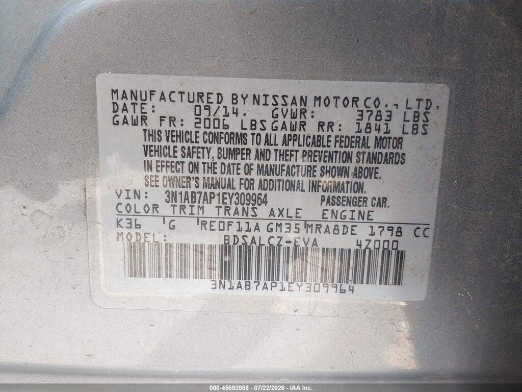 3N1AB7AP1EY309964 2014 NISSAN SENTRA photo no. 9