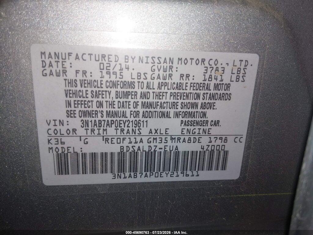 3N1AB7AP0EY219611 2014 NISSAN SENTRA photo no. 9