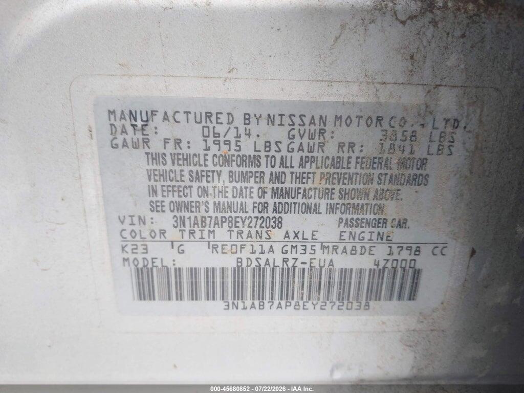 3N1AB7AP8EY272038 2014 NISSAN SENTRA photo no. 9