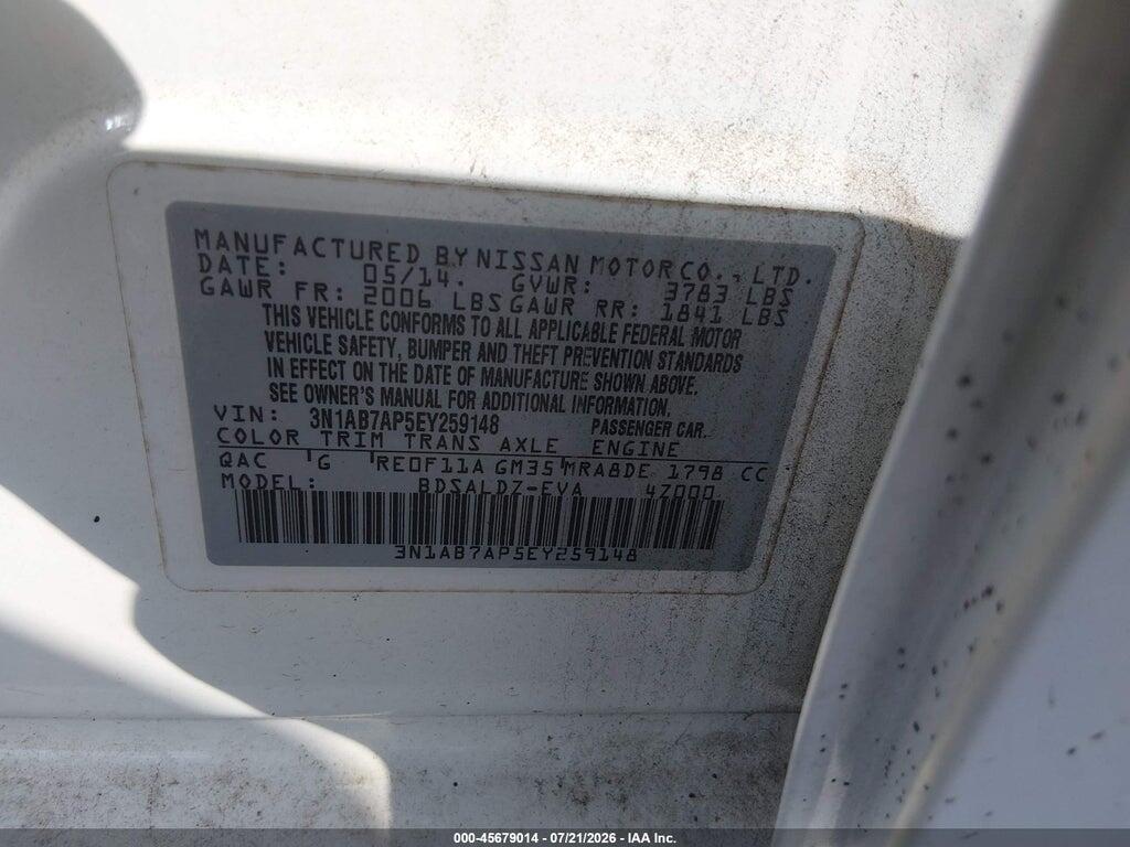 3N1AB7AP5EY259148 2014 NISSAN SENTRA photo no. 9