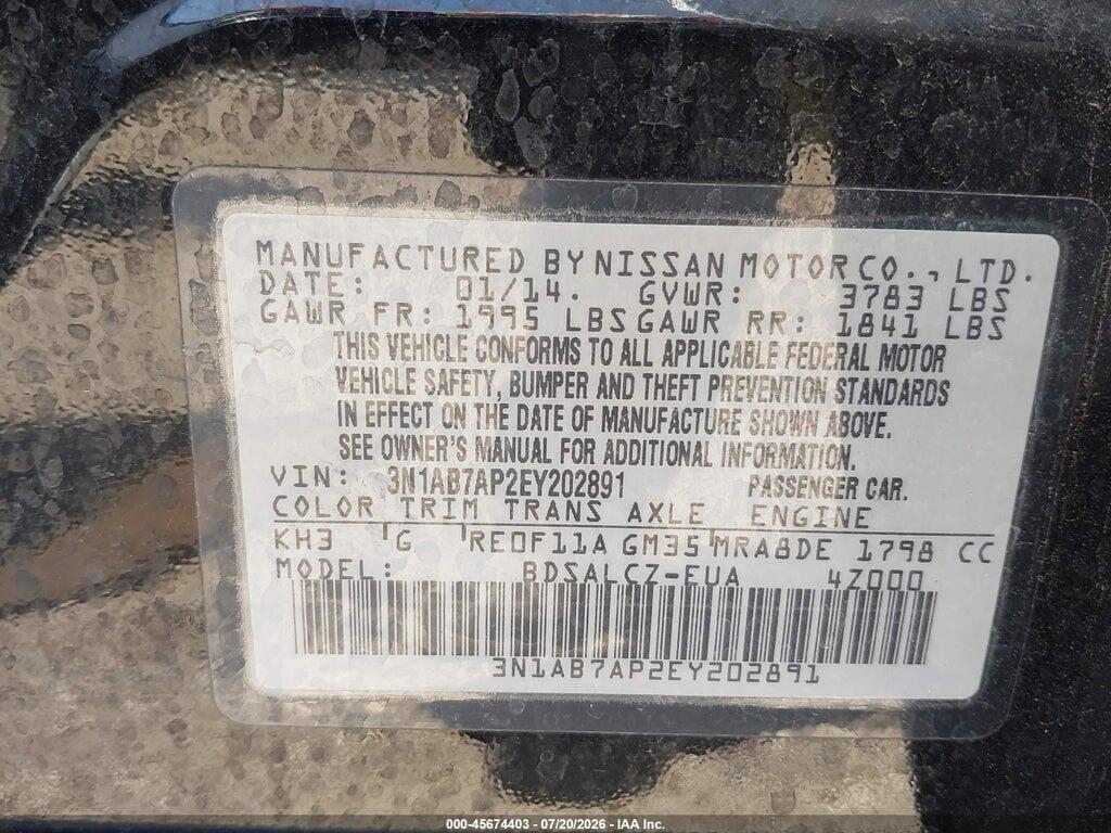 3N1AB7AP2EY202891 2014 NISSAN SENTRA photo no. 9