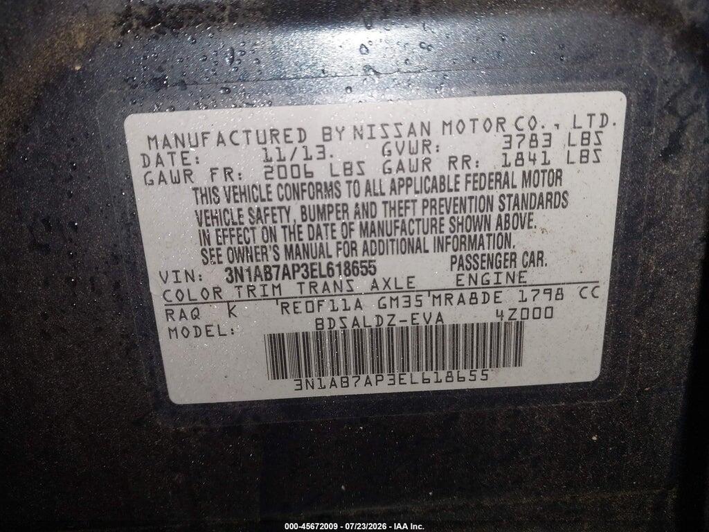 3N1AB7AP3EL618655 2014 NISSAN SENTRA photo no. 9