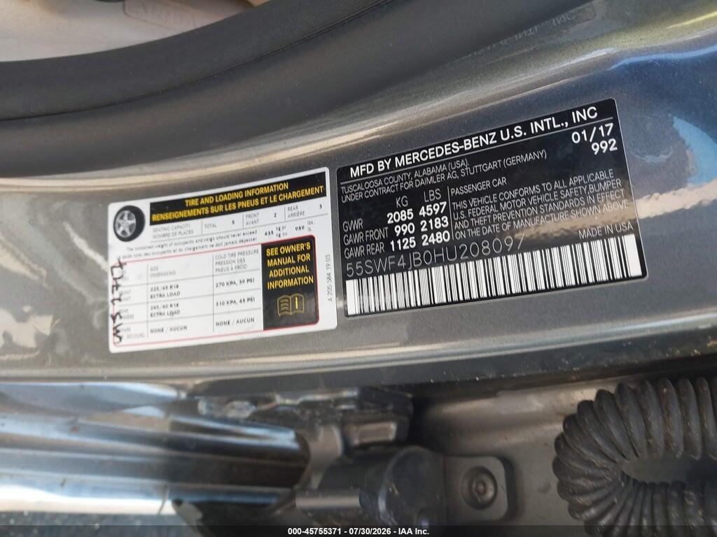 55SWF4JB0HU208097 2017 MERCEDES-BENZ C 300 photo no. 9