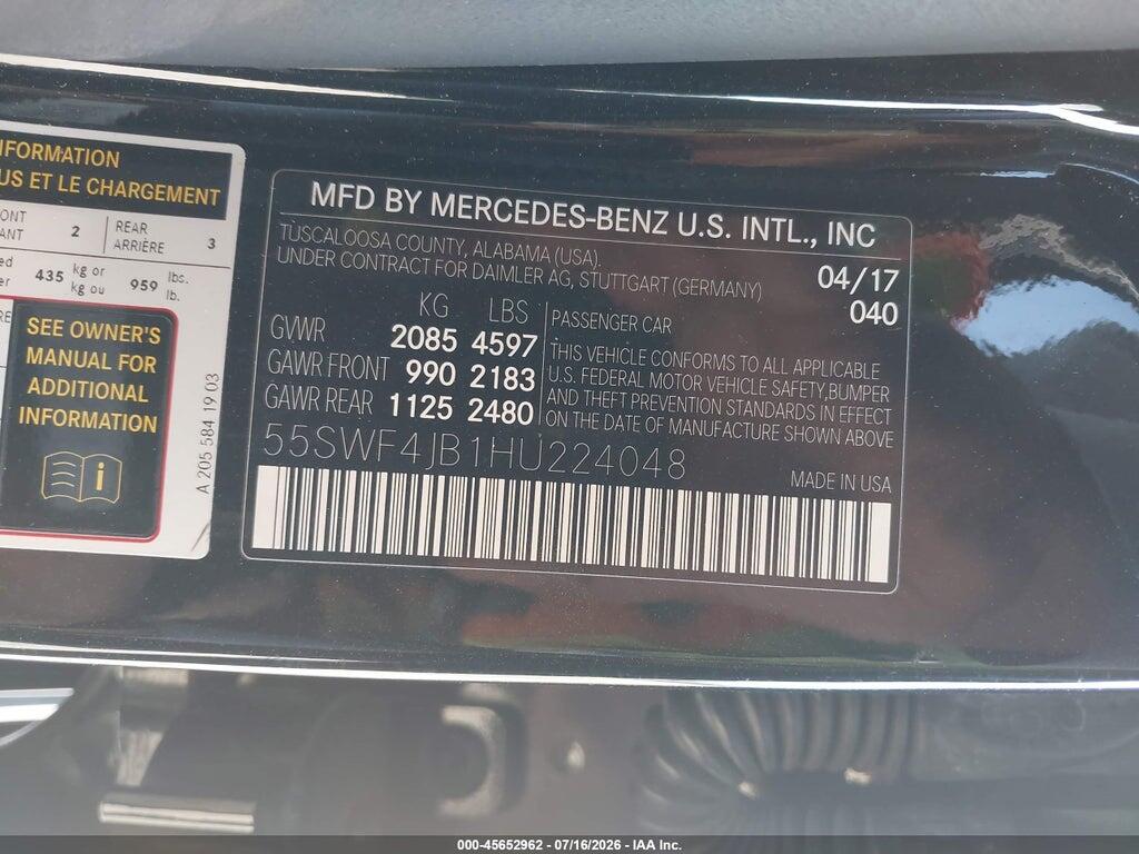 55SWF4JB1HU224048 2017 MERCEDES-BENZ C 300 photo no. 9