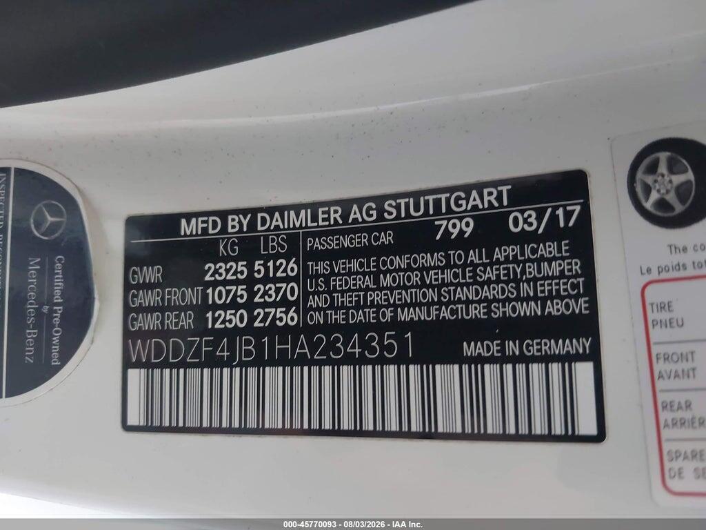 WDDZF4JB1HA234351 2017 MERCEDES-BENZ E 300 photo no. 9