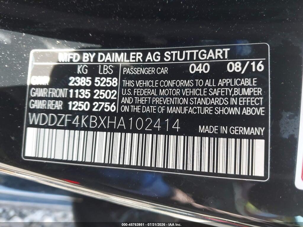 WDDZF4KBXHA102414 2017 MERCEDES-BENZ E 300 photo no. 9