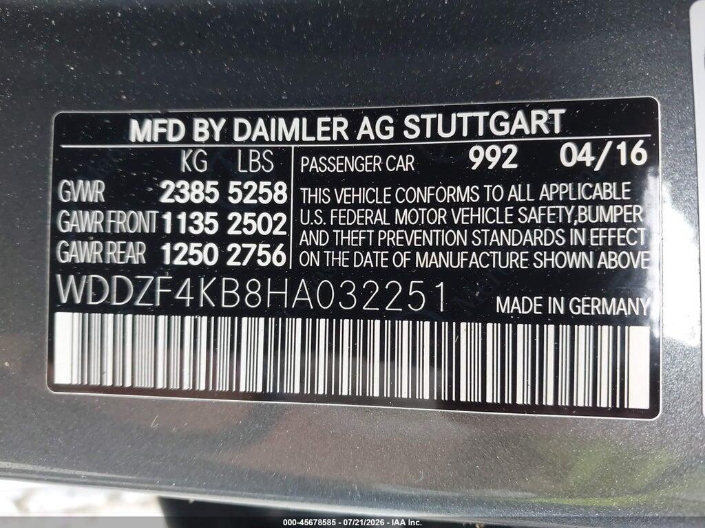 WDDZF4KB8HA032251 2017 MERCEDES-BENZ E 300 photo no. 9