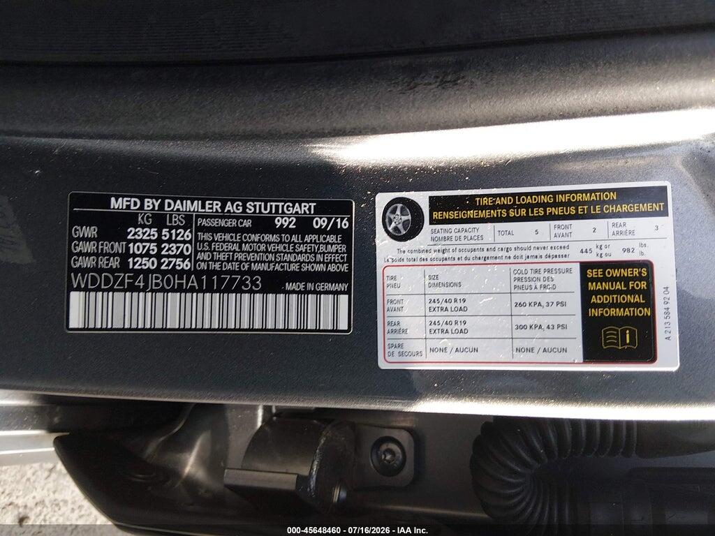 WDDZF4JB0HA117733 2017 MERCEDES-BENZ E 300 photo no. 9