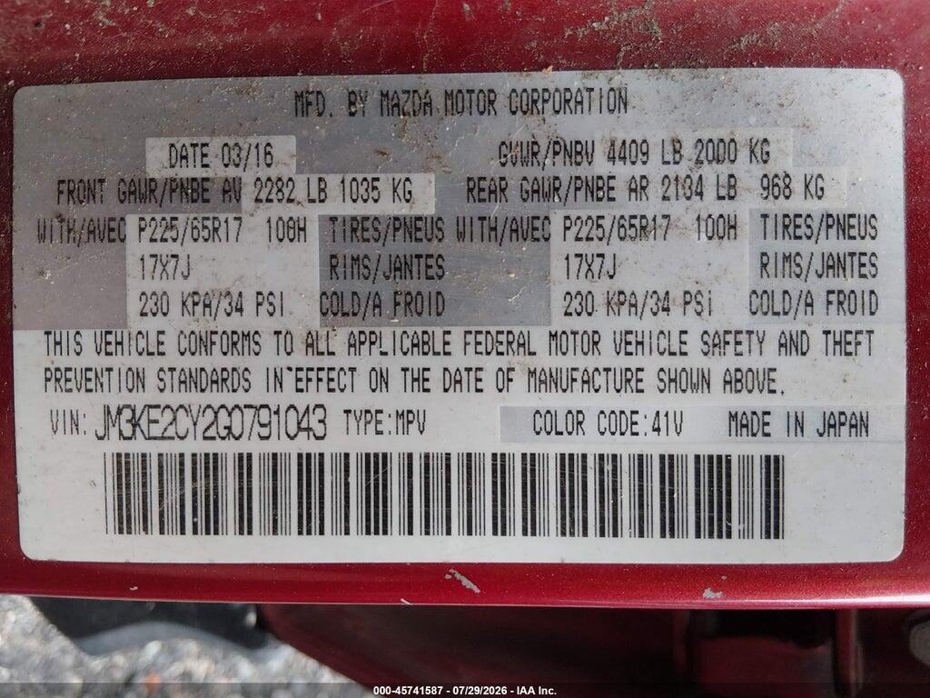 JM3KE2CY2G0791043 2016 MAZDA CX-5 photo no. 9