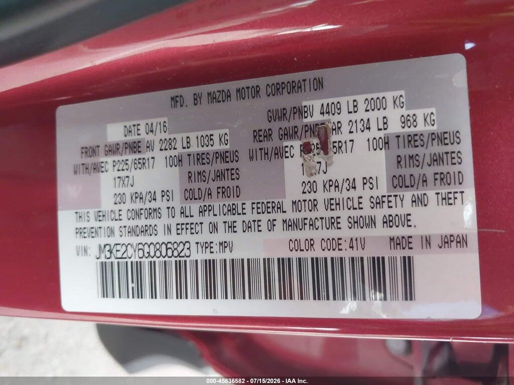 JM3KE2CY6G0806823 2016 MAZDA CX-5 photo no. 9