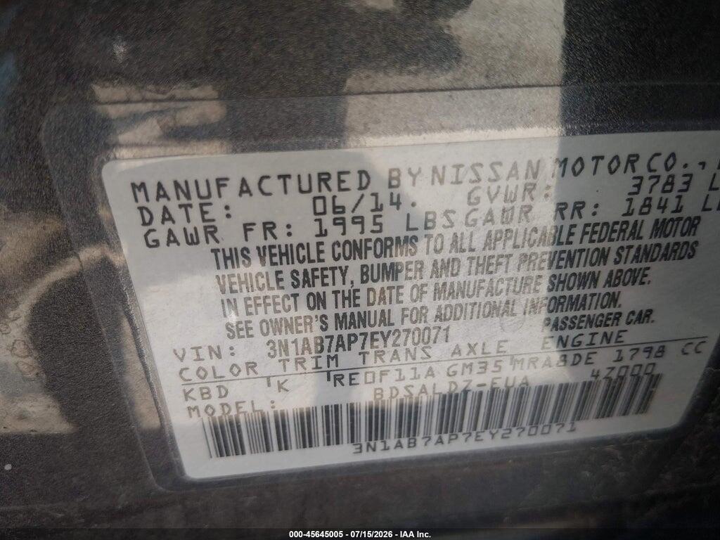 3N1AB7AP7EY270071 2014 NISSAN SENTRA photo no. 9