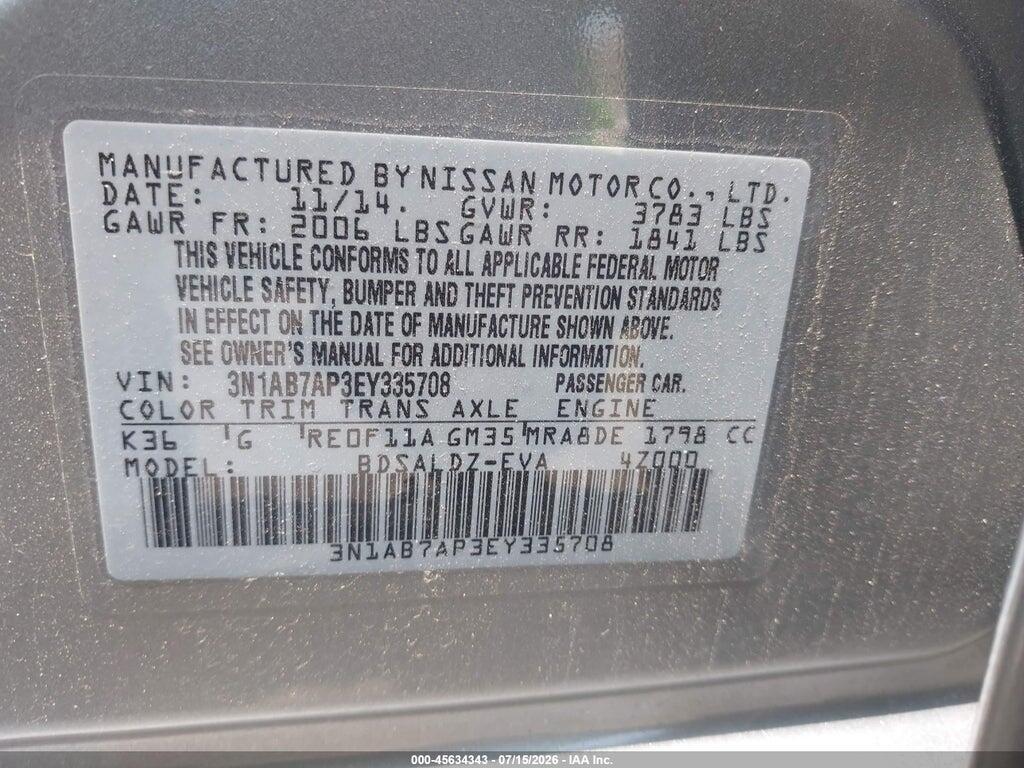 3N1AB7AP3EY335708 2014 NISSAN SENTRA photo no. 9