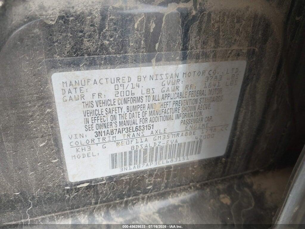 3N1AB7AP3EL683151 2014 NISSAN SENTRA photo no. 9