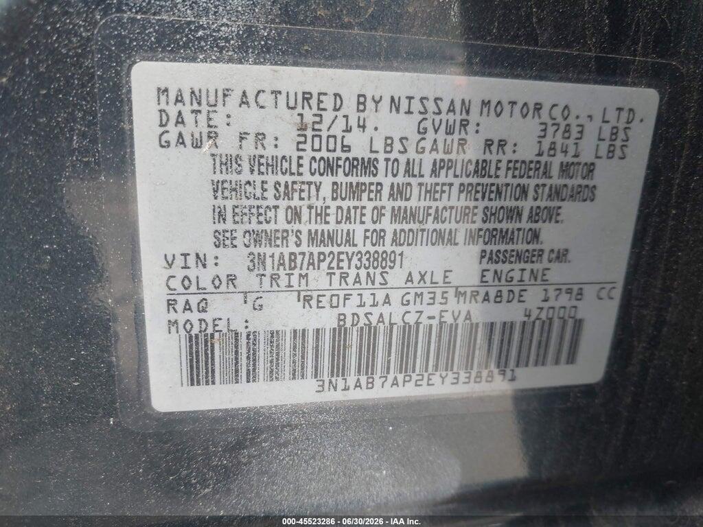 3N1AB7AP2EY338891 2014 NISSAN SENTRA photo no. 9