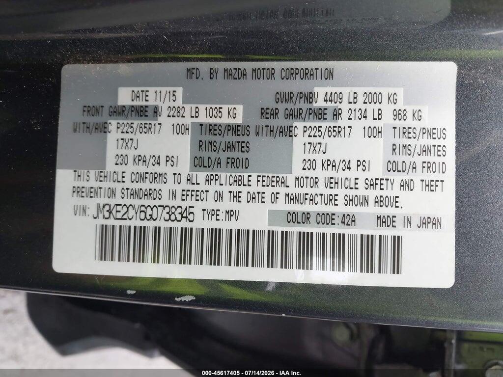 JM3KE2CY6G0738345 2016 MAZDA CX-5 photo no. 9