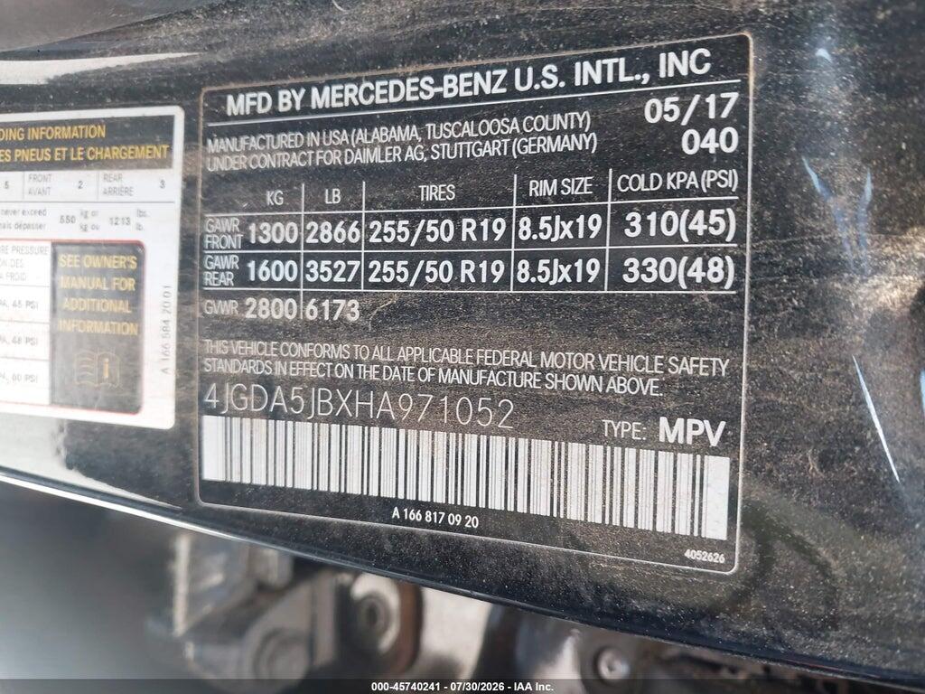 4JGDA5JBXHA971052 2017 MERCEDES-BENZ GLE 350 photo no. 9
