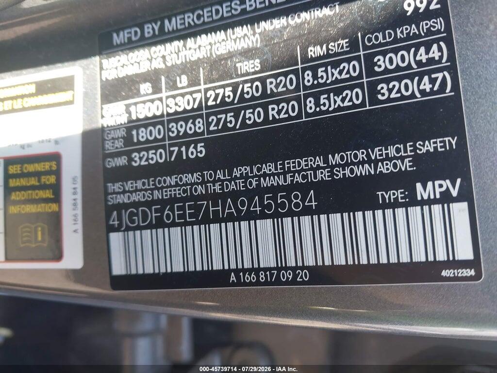 4JGDF6EE7HA945584 2017 MERCEDES-BENZ GLS 450 photo no. 9