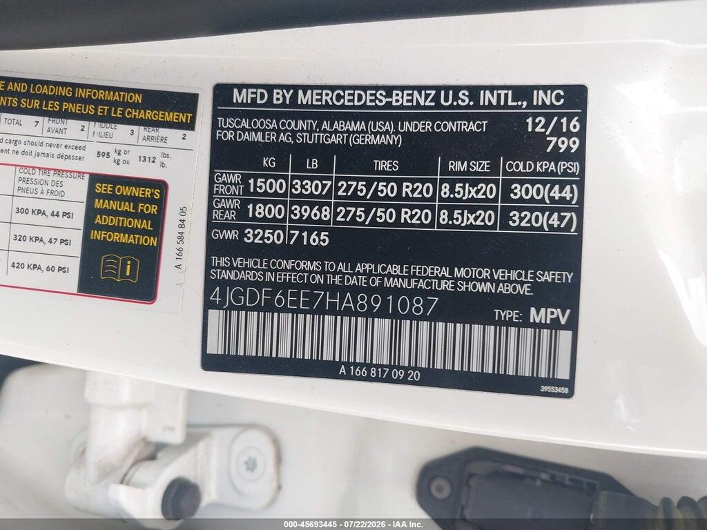 4JGDF6EE7HA891087 2017 MERCEDES-BENZ GLS 450 photo no. 9