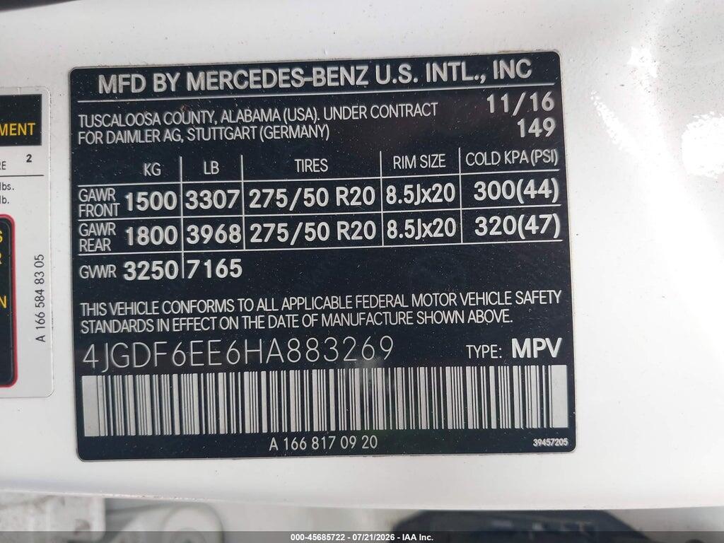 4JGDF6EE6HA883269 2017 MERCEDES-BENZ GLS 450 photo no. 9