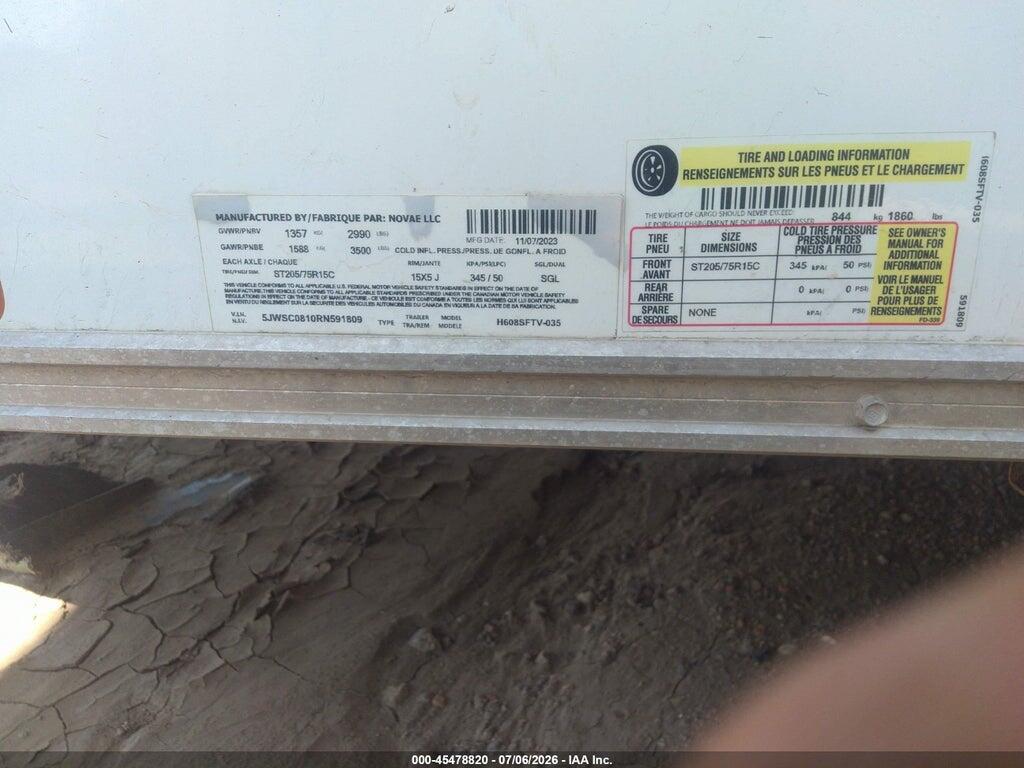 5JWSC0810RN591809 2024 H&H 8' CARGO TRAILER photo no. 9