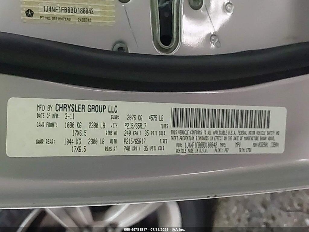 1J4NF1FB8BD188842 2011 JEEP COMPASS photo no. 9