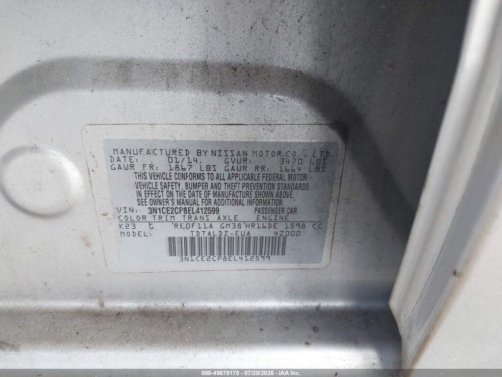 3N1CE2CP8EL412599 2014 NISSAN VERSA NOTE photo no. 9