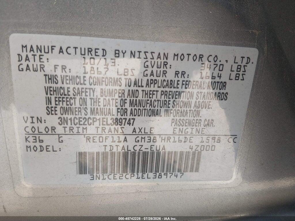 3N1CE2CP1EL389747 2014 NISSAN VERSA NOTE photo no. 9