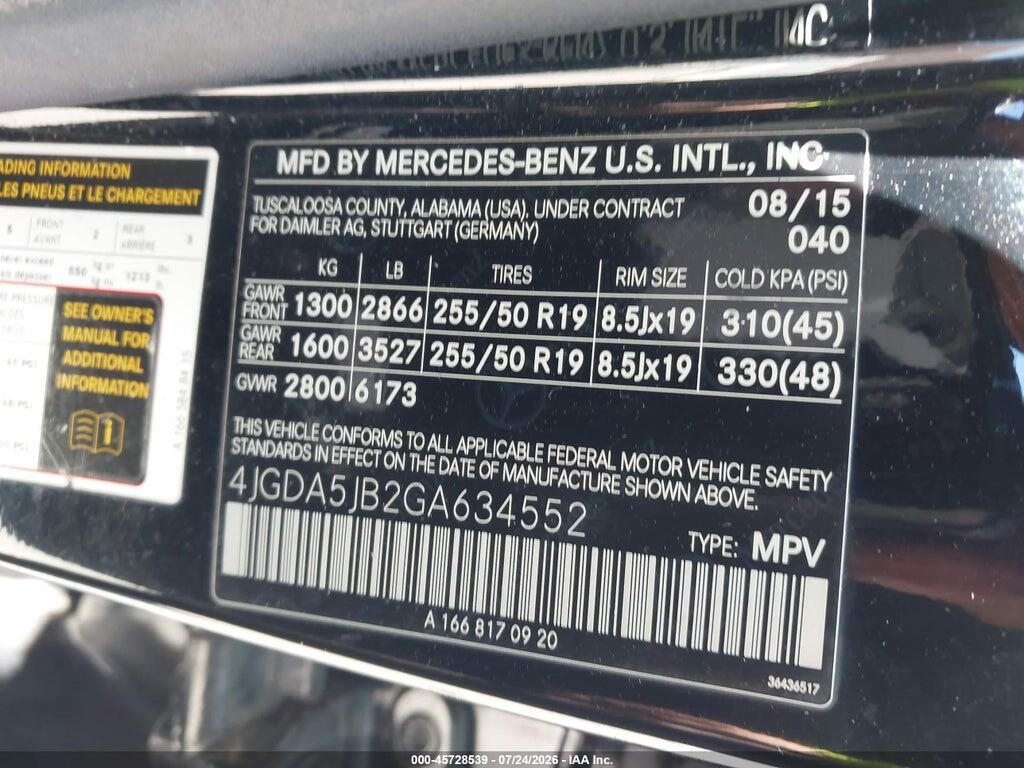 4JGDA5JB2GA634552 2016 MERCEDES-BENZ GLE 350 photo no. 9