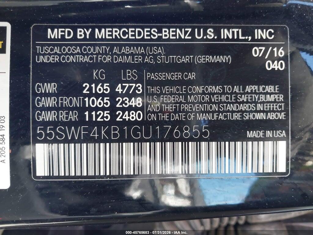 55SWF4KB1GU176855 2016 MERCEDES-BENZ C 300 photo no. 9